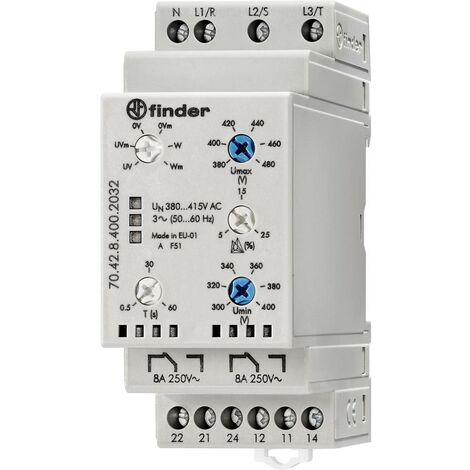 CONTROLLO TENSIONE TRIFASE+NEUTRO 2CO U-MIN/U-MAX - FINDER 704284002032 CONTROLLO TENSIONE TRIFASE+NEUTRO 2CO U-MIN/U-MAX - FINDER 704284002032