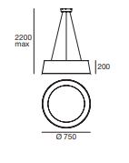 OXIGEN SOSP.POLIURETANO LED 50X 5670LM 3000K DM 75 COL.NERO - STILNOVO 8094 OXIGEN SOSP.POLIURETANO LED 50X 5670LM 3000K DM 75 COL.NERO - STILNOVO 8094