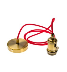 PENDEL 2MT CAVO TONDO ROSSO E RAME ANTICO LUC.E27 - AMARCORDS SRL AT510