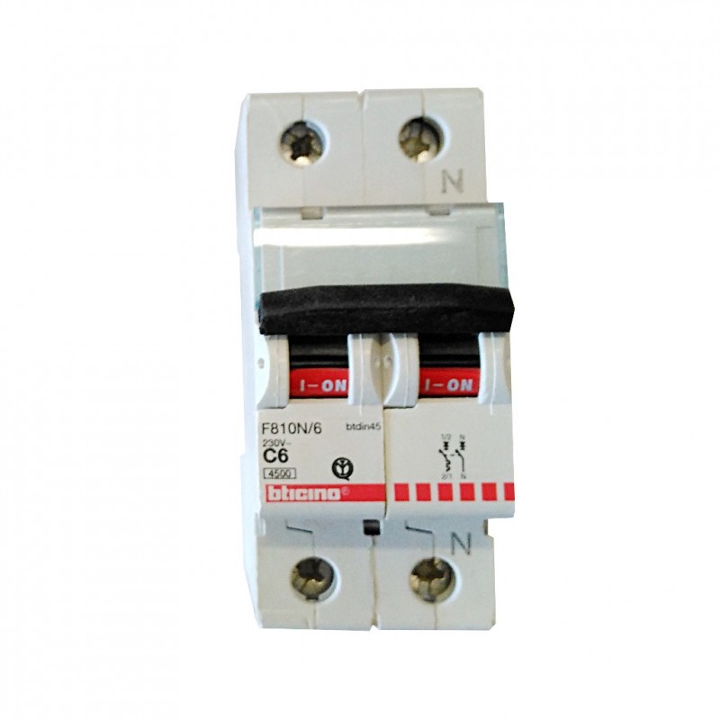 BTDIN45 - MAGNETOT 1P+N 6A 4,5KA - BTICINO F810N/6 BTDIN45 - MAGNETOT 1P+N 6A 4,5KA - BTICINO F810N/6